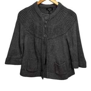 Le Chateau Grey Wool Cropped Cardigan Size XL Neutral Monochrome